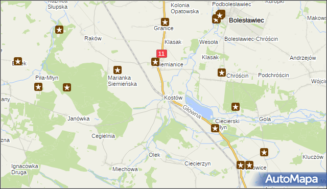 mapa Kostów, Kostów na mapie Targeo