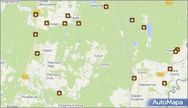 mapa Kosyń gmina Wola Uhruska, Kosyń gmina Wola Uhruska na mapie Targeo