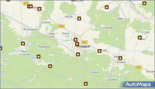 mapa Koszęcin powiat lubliniecki, Koszęcin powiat lubliniecki na mapie Targeo