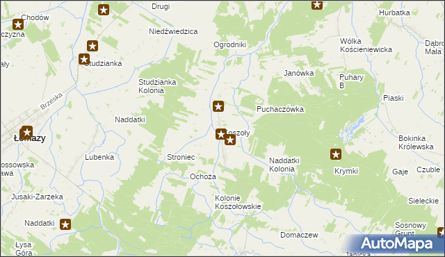 mapa Koszoły, Koszoły na mapie Targeo