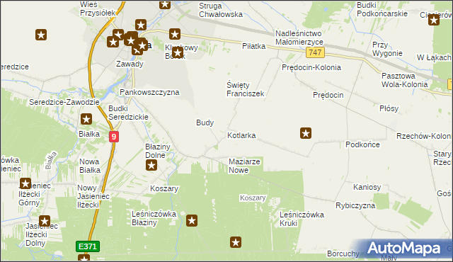 mapa Kotlarka gmina Iłża, Kotlarka gmina Iłża na mapie Targeo
