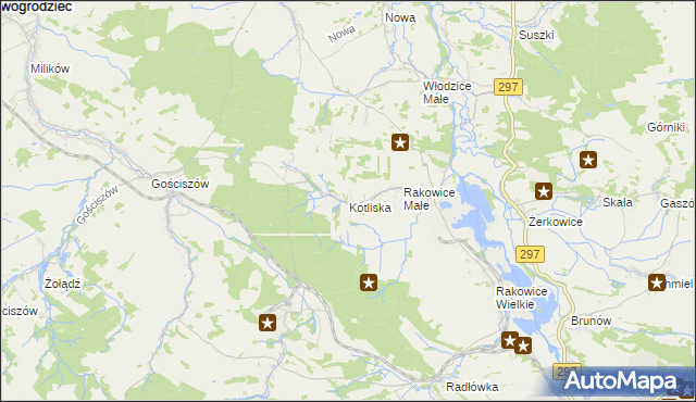 mapa Kotliska gmina Lwówek Śląski, Kotliska gmina Lwówek Śląski na mapie Targeo