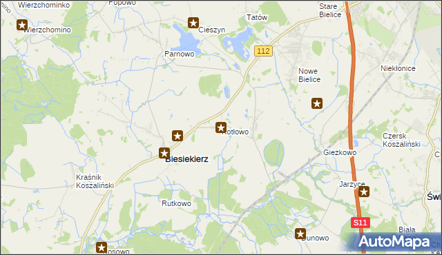 mapa Kotłowo gmina Biesiekierz, Kotłowo gmina Biesiekierz na mapie Targeo