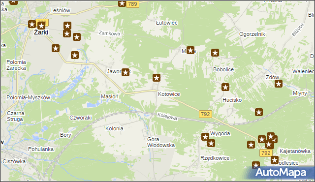 mapa Kotowice gmina Żarki, Kotowice gmina Żarki na mapie Targeo