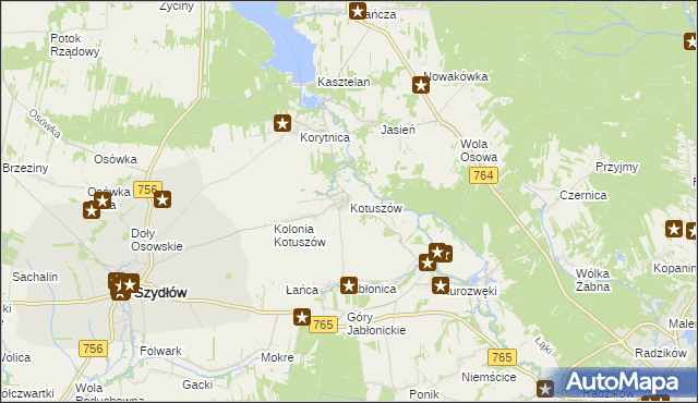 mapa Kotuszów gmina Szydłów, Kotuszów gmina Szydłów na mapie Targeo