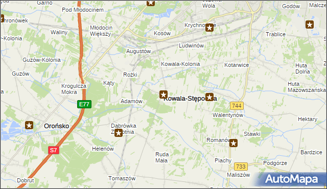 mapa Kowala-Stępocina, Kowala-Stępocina na mapie Targeo