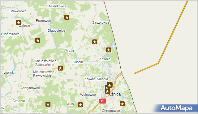 mapa Kowale gmina Kuźnica, Kowale gmina Kuźnica na mapie Targeo