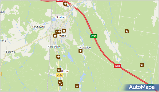 mapa Kowalice, Kowalice na mapie Targeo