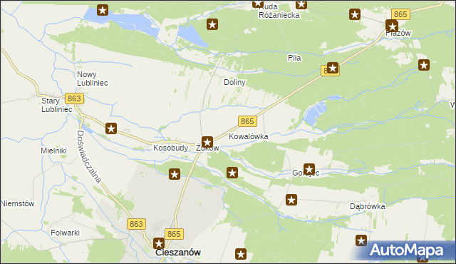 mapa Kowalówka gmina Cieszanów, Kowalówka gmina Cieszanów na mapie Targeo