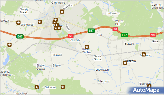 mapa Koza Wielka, Koza Wielka na mapie Targeo