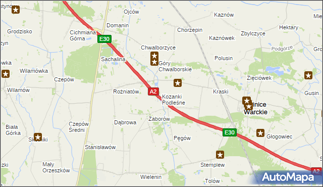mapa Kozanki Podleśne, Kozanki Podleśne na mapie Targeo