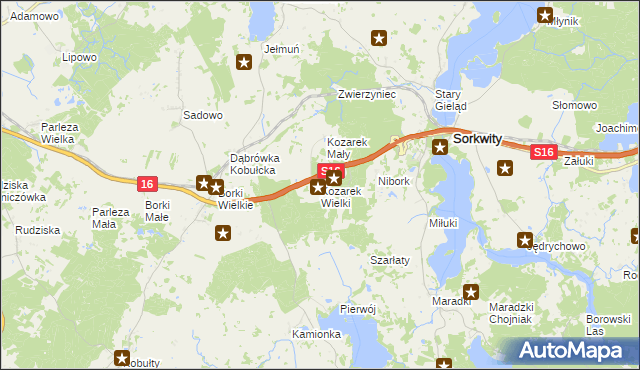 mapa Kozarek Wielki, Kozarek Wielki na mapie Targeo