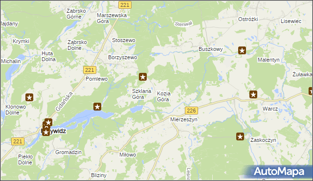 mapa Kozia Góra gmina Przywidz, Kozia Góra gmina Przywidz na mapie Targeo