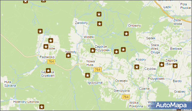 mapa Koziel gmina Raków, Koziel gmina Raków na mapie Targeo