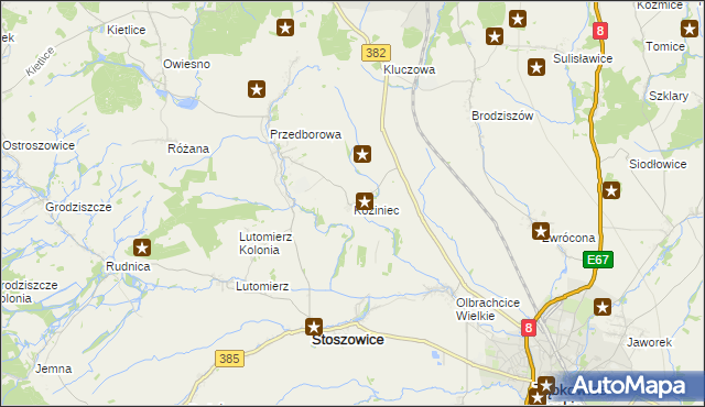 mapa Koziniec gmina Ząbkowice Śląskie, Koziniec gmina Ząbkowice Śląskie na mapie Targeo