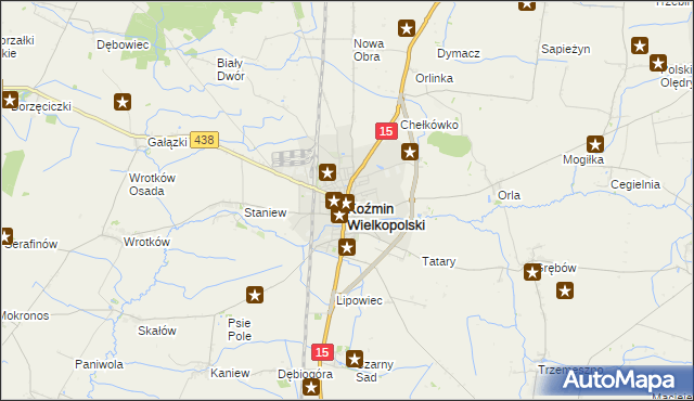 mapa Koźmin Wielkopolski, Koźmin Wielkopolski na mapie Targeo