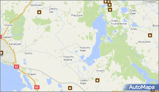 mapa Kożuchy Małe, Kożuchy Małe na mapie Targeo