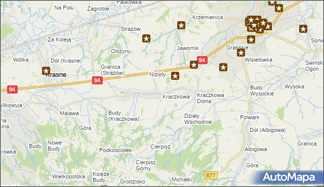 mapa Kraczkowa, Kraczkowa na mapie Targeo