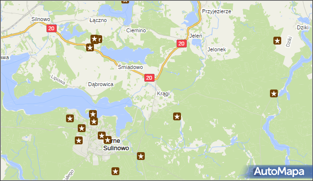 mapa Krągi, Krągi na mapie Targeo