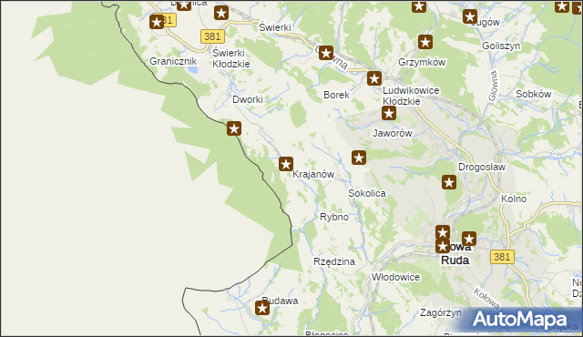 mapa Krajanów, Krajanów na mapie Targeo