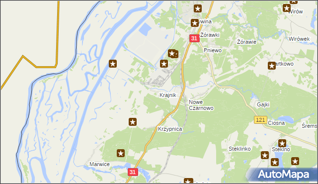 mapa Krajnik, Krajnik na mapie Targeo