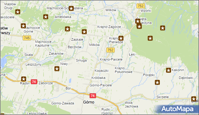 mapa Krajno-Parcele, Krajno-Parcele na mapie Targeo