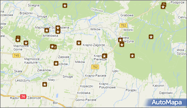 mapa Krajno Pierwsze, Krajno Pierwsze na mapie Targeo