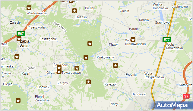 mapa Krakowiany gmina Nadarzyn, Krakowiany gmina Nadarzyn na mapie Targeo