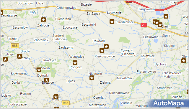 mapa Krakuszowice, Krakuszowice na mapie Targeo