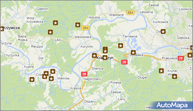 mapa Krasiczyn, Krasiczyn na mapie Targeo