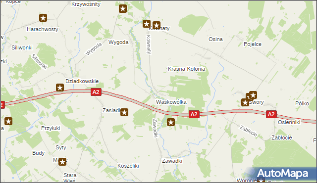 mapa Krasna gmina Huszlew, Krasna gmina Huszlew na mapie Targeo