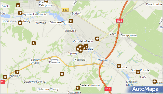 mapa Kraśnik, Kraśnik na mapie Targeo