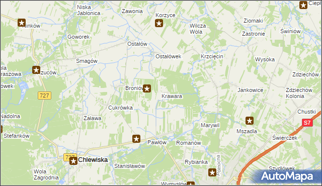 mapa Krawara, Krawara na mapie Targeo