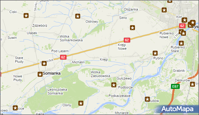 mapa Kręgi gmina Somianka, Kręgi gmina Somianka na mapie Targeo