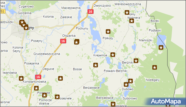 mapa Krejwińce, Krejwińce na mapie Targeo