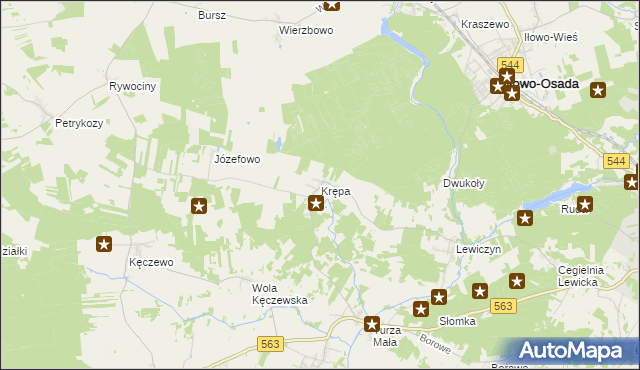 mapa Krępa gmina Lipowiec Kościelny, Krępa gmina Lipowiec Kościelny na mapie Targeo