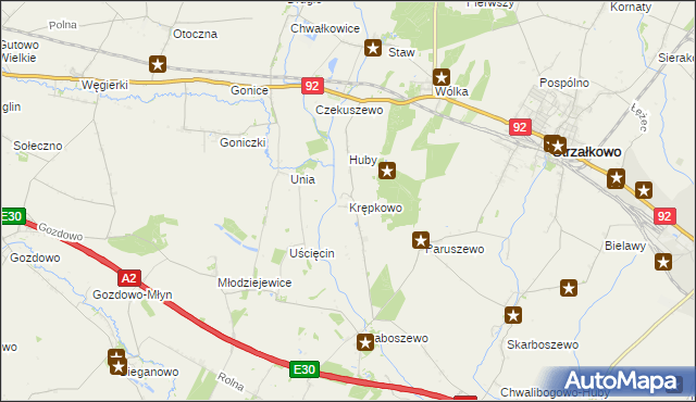 mapa Krępkowo gmina Strzałkowo, Krępkowo gmina Strzałkowo na mapie Targeo