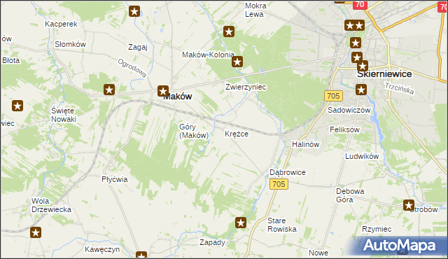 mapa Krężce, Krężce na mapie Targeo