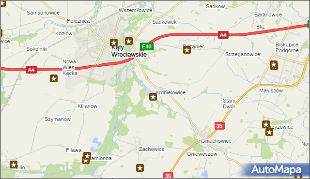 mapa Krobielowice, Krobielowice na mapie Targeo