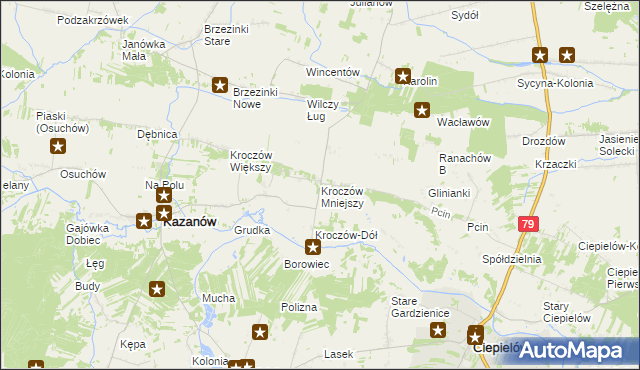 mapa Kroczów Mniejszy, Kroczów Mniejszy na mapie Targeo