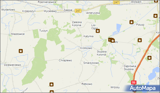 mapa Królikowo gmina Szubin, Królikowo gmina Szubin na mapie Targeo