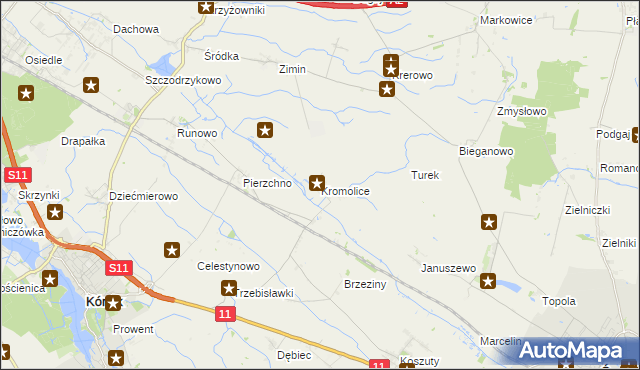 mapa Kromolice gmina Kórnik, Kromolice gmina Kórnik na mapie Targeo