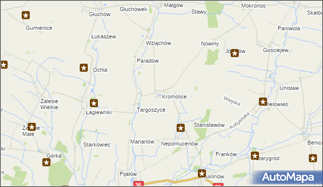 mapa Kromolice gmina Pogorzela, Kromolice gmina Pogorzela na mapie Targeo