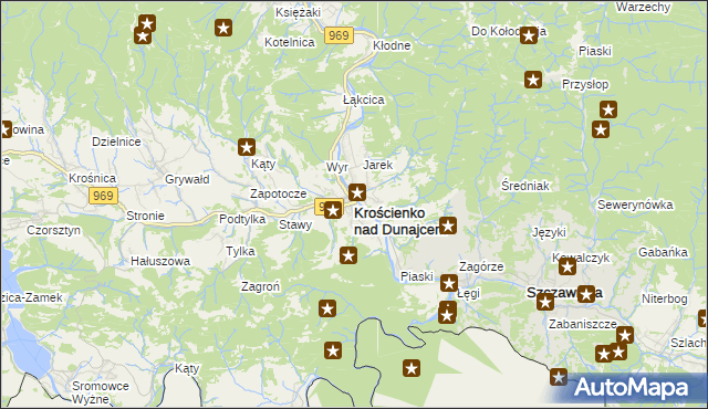 mapa Krościenko nad Dunajcem, Krościenko nad Dunajcem na mapie Targeo