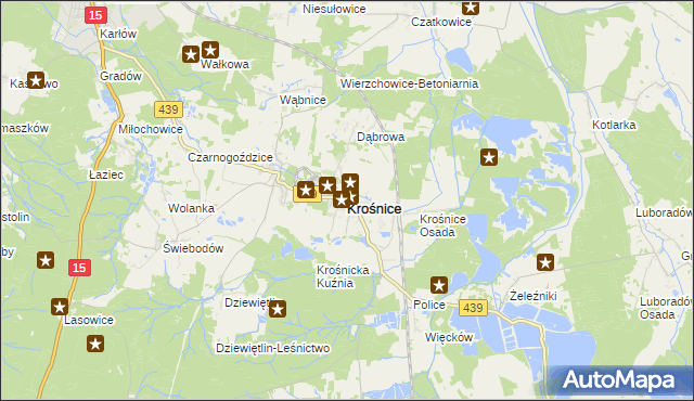 mapa Krośnice powiat milicki, Krośnice powiat milicki na mapie Targeo