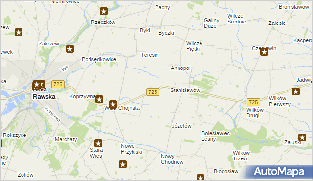 mapa Krukówka gmina Biała Rawska, Krukówka gmina Biała Rawska na mapie Targeo