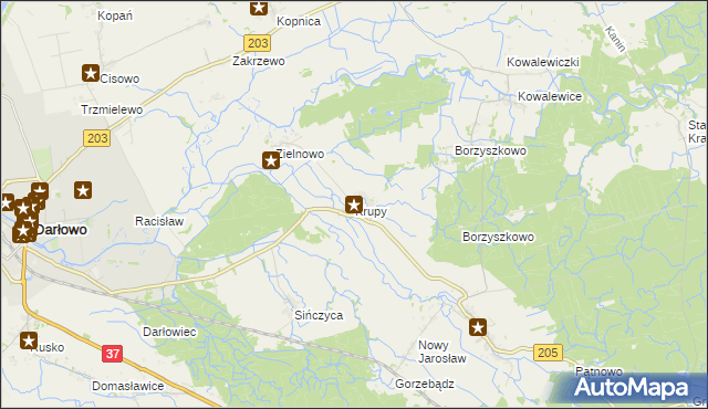 mapa Krupy gmina Darłowo, Krupy gmina Darłowo na mapie Targeo