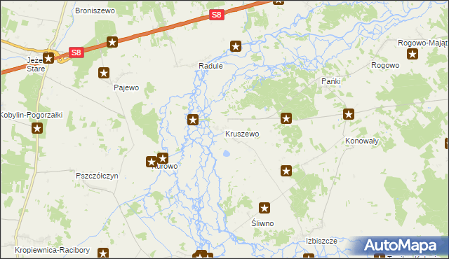 mapa Kruszewo gmina Choroszcz, Kruszewo gmina Choroszcz na mapie Targeo