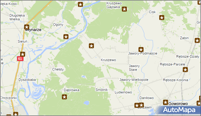mapa Kruszewo gmina Goworowo, Kruszewo gmina Goworowo na mapie Targeo