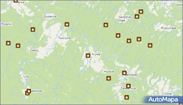 mapa Krywe, Krywe na mapie Targeo